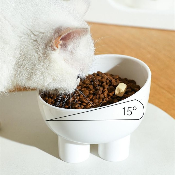 Schüssel High Foot Hundenapf Auslaufsicheres, kippsicheres, gestapeltes Katzenbecken 15° Schutz der Halswirbelsäule von Katze