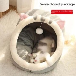 Four Seasons Cute Halbgeschlossenes Haustierbett – Gemütlich für Katzen & Hunde S (30*30*28 cm) 300g