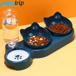 3-in-1-Futterautomat für Katzen, automatischer Wasserspender, Doppelnapf, Futternapf für kleine Hunde, Katzen, Tierfutterbehä