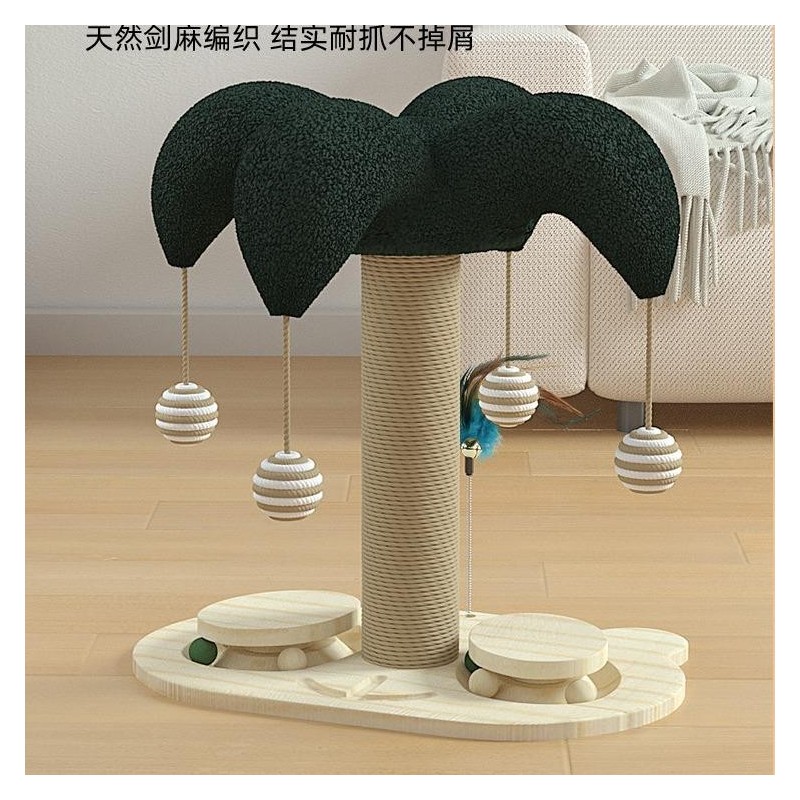Cat Self-Hi Massivholz-Drehscheibe Katzenkratzsäule Robustes Sisal-Klettergerüst