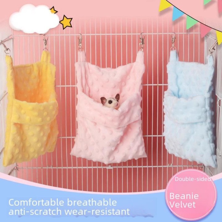 Atmungsaktive Sommerhängematte für Zuckergleiter: Hängendes Nest aus Bohnensamt für kleine Haustiere