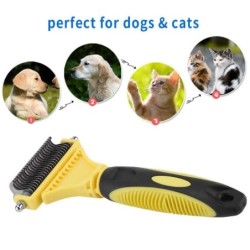 Kamm, Bürste, für Haustiere, Katzen und Hunde, große Hunde, offener Knoten, Rechen, Messer, rostfrei, doppelseitiger Kamm zum
