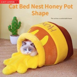 1 Stück Katzenbett, Haustierzubehör, Vier Jahreszeiten, Plüschmatte, Katzenkissen, Korb, Honigglasform, Haustierprodukt für k
