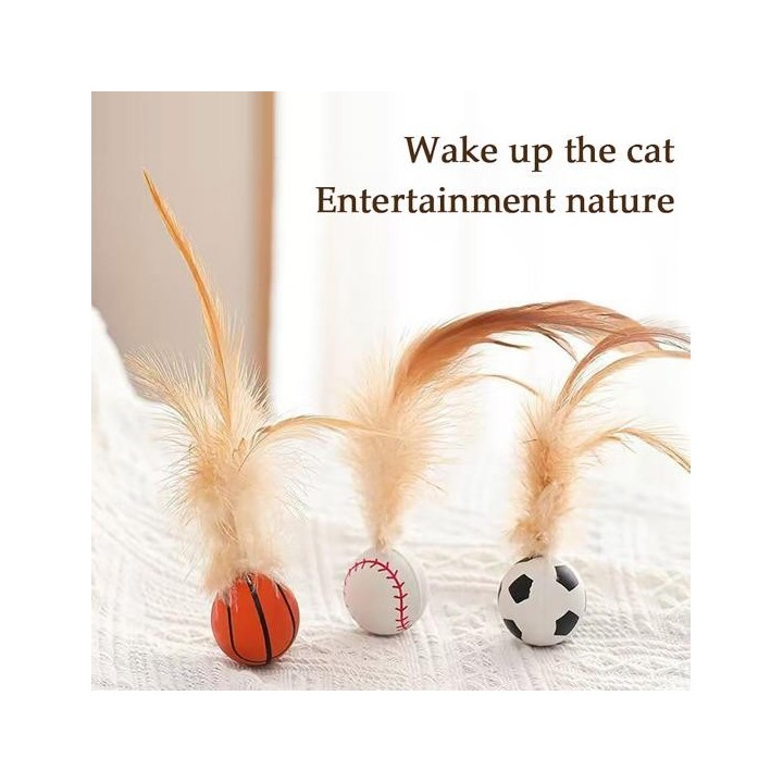 1 Stück/3 Stück Interaktives Federball-Spielzeug, Mini-Hüpf-Basketball, Fußball, Baseball mit Feder, Haustier-Trainings-Fänge