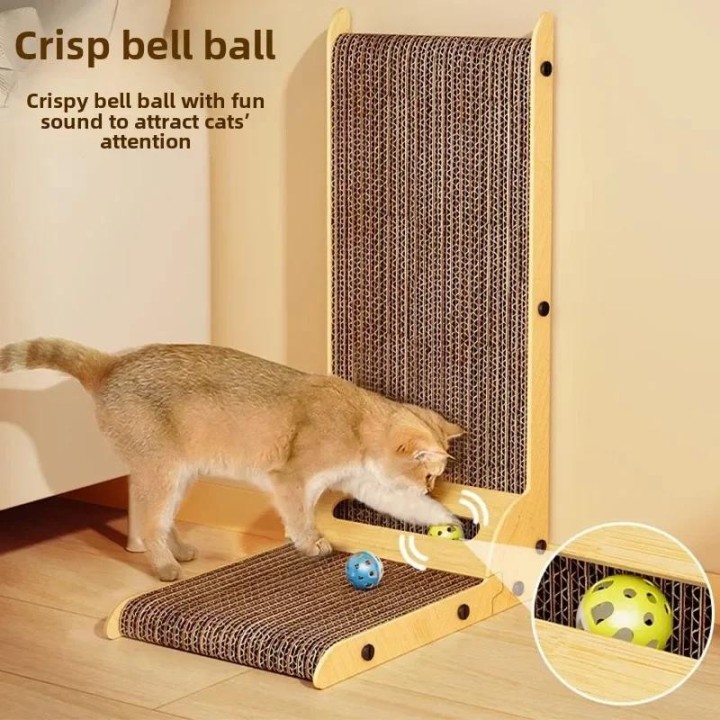 L-förmiges Katzenkratzbrett, Katzenspielzeug aus Holz, verschleißfest und kratzfest, Pfosten, Katzenmöbel, Training, Schleifk