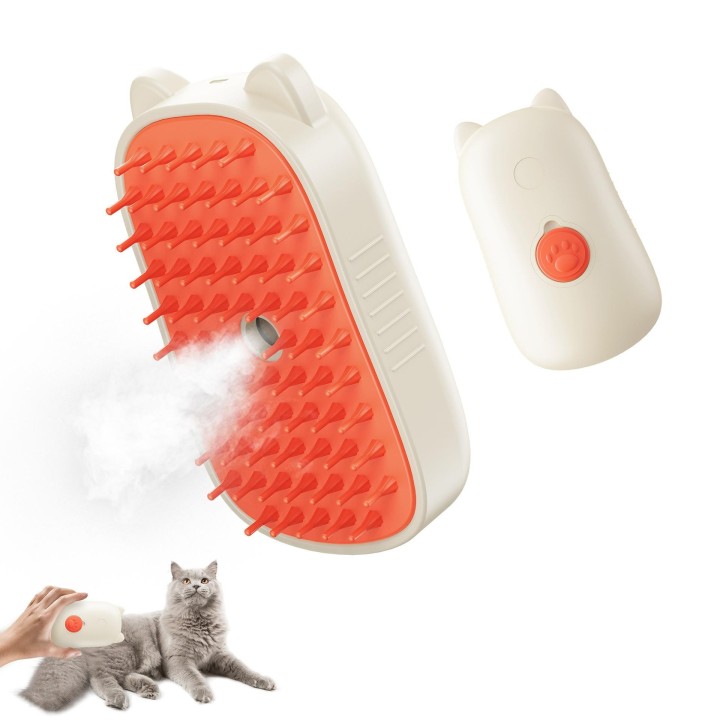 Elektrischer Sprühkamm für Haustiere, Katze und Hund, kein Baden nötig, um lose Haare zu entfernen, Massagebürste 12*7*5.2cm