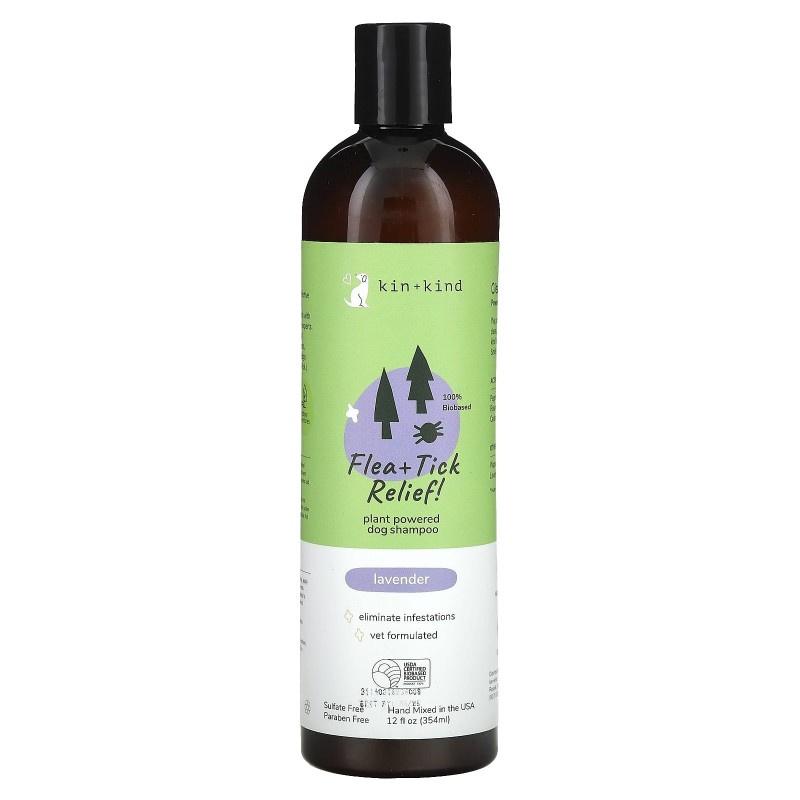 Kin+Kind, Floh- und Zeckenentfernung, Hunde- und Katzenshampoo, Lavendelduft, 12 fl oz (354 ml)