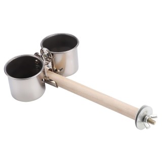 Edelstahl Vogelfutter Wassernapf Futternapf mit Clip und Papageienkäfigständer(groß) M(59cm / 23.2in Long)