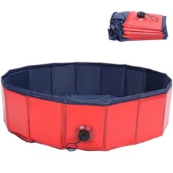 Faltbare Haustierbadewanne, tragbare Duschwanne, Badezimmerreinigungsbadewanne für Hunde und Katzen, L 160 x 30 cm, Rot M rot