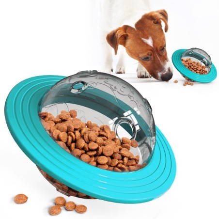 Fliegende Untertasse, Hundespiel, fliegende Scheiben, Spielzeug, Kauspielzeug für Katzen, auslaufender Slow-Food-Futterball,