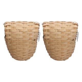 2PCS Natürliche Bambus Nest Vogel Haus Hand Made Vogel Nest mit Haken für Outdoor Garten