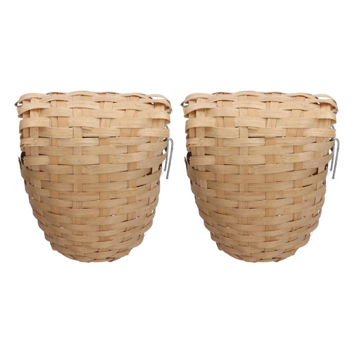 2PCS Natürliche Bambus Nest Vogel Haus Hand Made Vogel Nest mit Haken für Outdoor Garten