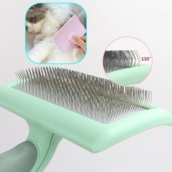 Hundebürste Edelstahl Hundekämme Massage Hundepflegebürste Tierhaarentferner Reinigungswerkzeuge Weicher Griff Katzenkamm Bür