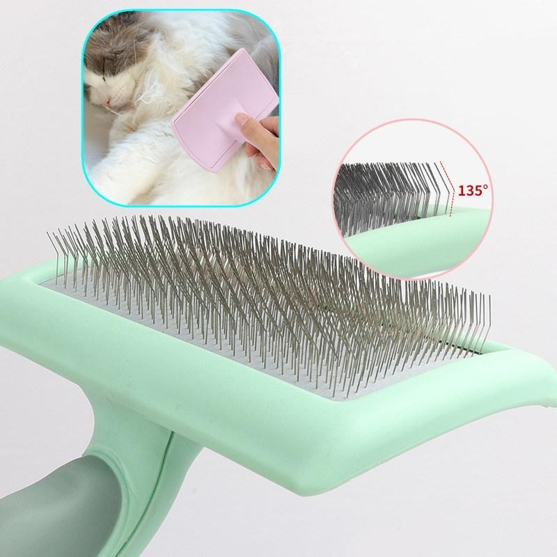 Hundebürste Edelstahl Hundekämme Massage Hundepflegebürste Tierhaarentferner Reinigungswerkzeuge Weicher Griff Katzenkamm Bür