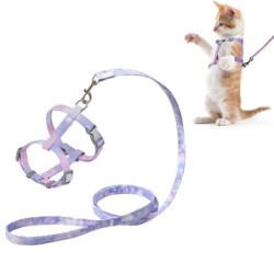 Einstellbare Farbverlauf Haustier Zugseil Katzengeschirr für Kätzchen kleine Hunde Outdoor Walking Zugseil Haustierbedarf S