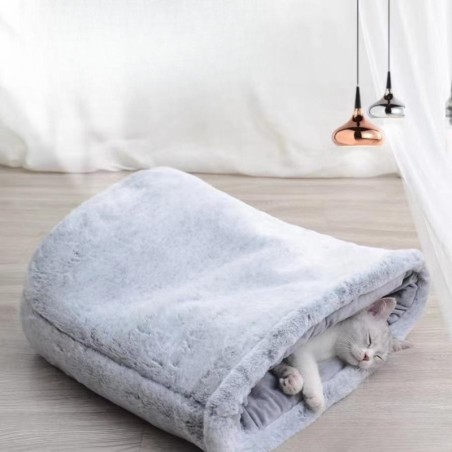 Haustier Katzennest Winter Warm Geschlossen Dicker Schlafsack Katzennest Haustiermatratze Hundenest Plüsch 45*40*5.5CM