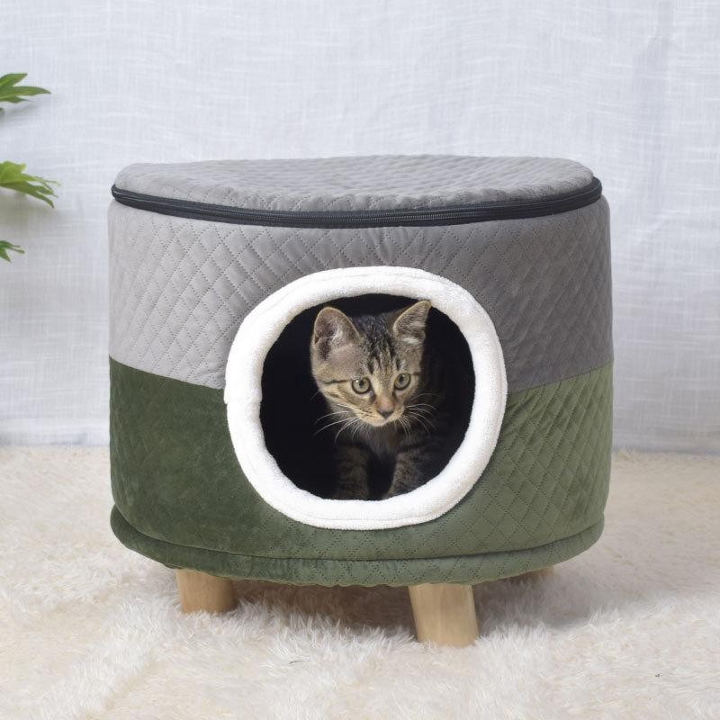 Hocker Katzennest für alle Jahreszeiten Haustier Katze Geschlossenes Hundenest Haustyp Abnehmbares und waschbares Nest Katzen