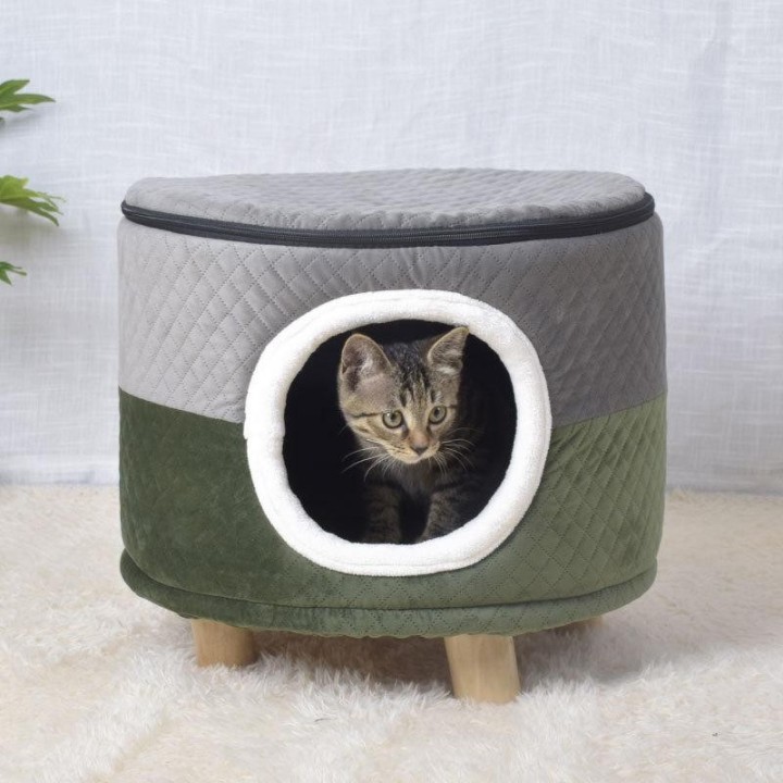 Hocker Katzennest für alle Jahreszeiten Haustier Katze Geschlossenes Hundenest Haustyp Abnehmbares und waschbares Nest Katzen