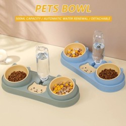 Futternapf für Haustiere, Katzennapf, automatische Trinkwasserfütterung, Anti-Kipp-Hundefutternapf, Trinknapf, Doppelnapf, se