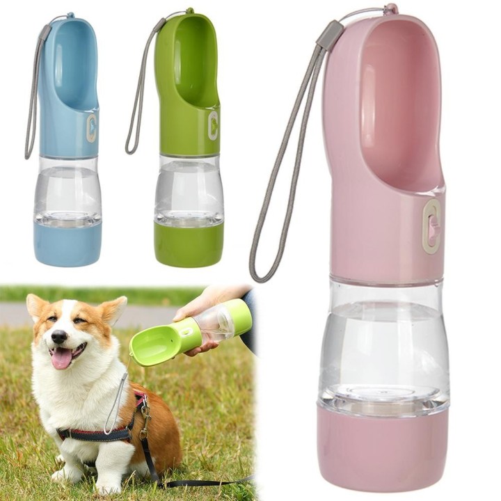2-in-1 tragbare Wasserflasche für Hunde, für den Außenbereich, auslaufsicher, langlebig, Welpenfutterspender für kleine und m