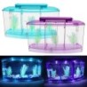 Mini Aquarium Aquarium Fisch Aquarium Tank LED Licht Teiler Filter Wasser violett