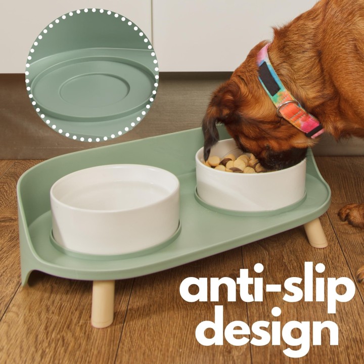 Katzenfutternäpfe, Hunde-Doppelnäpfe, Ständer mit auslaufsicherem Design, 3 einstellbare Höhen, Anti-Erbrechen-Katzenwasserna