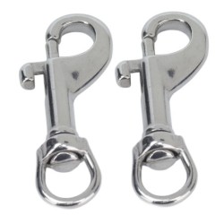 2 Stück einseitig wirkende Bolzenhaken 316 Edelstahl Bolzen Schnapphaken drehbar für Hundehalsband 65 mm