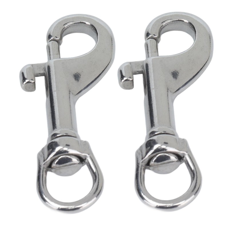2 Stück einseitig wirkende Bolzenhaken 316 Edelstahl Bolzen Schnapphaken drehbar für Hundehalsband 65 mm