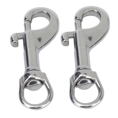 2 Stück einseitig wirkende Bolzenhaken 316 Edelstahl Bolzen Schnapphaken drehbar für Hundehalsband 65 mm