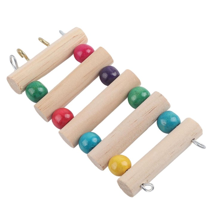 Haustier Leiter Brücke Holz Klettern Schaukel Tragbare Maus Hamster Papagei Kanarienvogel Haustier Spielzeug (5Steps S)