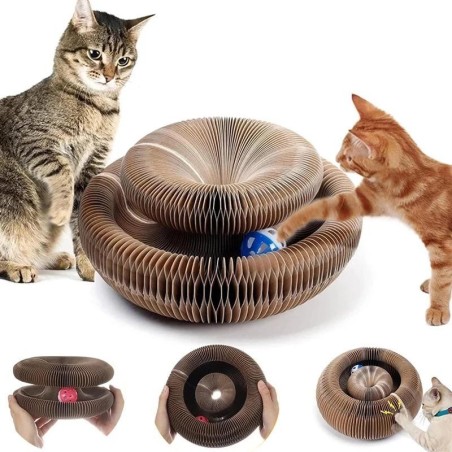 Magic Organ Katzenspielzeug Katzenkratzbrett Runder gewellter Kratzbaum Spielzeug für Katzen Schleifklauen Katzenzubehör weiß