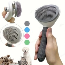 Ein-Klick-Kamm aus Edelstahl mit Nadeln für Haustiere, Massagekamm für Katzen, Bürste zur Entfernung von Hundehaaren für die