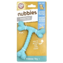 Arm & Hammer, Nubbies, Oralspielzeug für Hunde mit mittlerem Kaubedarf, Tribone, Erdnussbutter, 1 Spielzeug