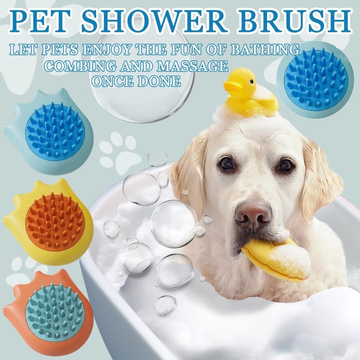 Haustier-Badebürste, Haustier-Reinigungszubehör, Bade-Massagebürste, Peeling-Massagekamm, Katzen-/Hunde-Badebürste One Size b