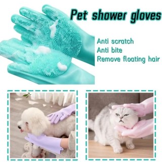 Badehandschuhe für Haustiere, Reinigungs- und Massagehandschuhe zur Haarentfernung, Silikon-Haarentfernung, bequeme, saubere