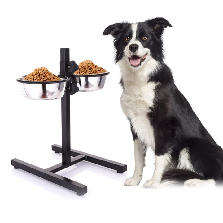 Verstellbarer Hundenapf aus Edelstahl für Haustiere, bodenmontiertes Wasserbecken für vierbeinige Haustiere 15*7cm