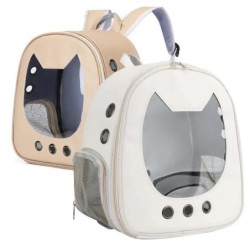 Haustierbedarf Katzentragetasche PU Tragbarer Reise-Outdoor-Rucksack für Katzen Kleine Hunde Transparente, atmungsaktive Trag
