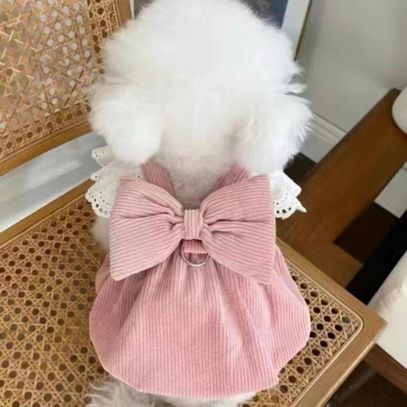 Winterkleidung für kleine Hunde, Prinzessinnenkleid, Haustierrock mit Schleife, Herbst und Winter, süßer Pullover, Katzenmode