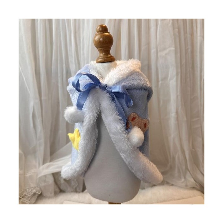 Party-Haustierhut, Plüsch-Umhang, Decke, Kopfbedeckung, Haustierkleidung für Hunde und Katzen, süßes Sternbär-Mantelkleid, De