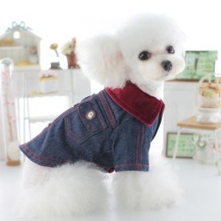 Haustier-Samtkragenmantel, kleine und mittelgroße Hundekleidung, lässiges Cowboy-Set, vierbeinige Baumwollkleidung, zweibeini