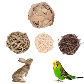 4 Teile/paket Vogel Papagei Kauen Spielzeug Kaninchen Bunny Zahnen Leckereien Kleine Tier Gras Ball Sepak Takraw