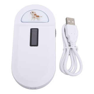 Haustier-Mikrochip-Lesegerät, USB, 128 Datenspeicher, FDX-Tierchip-ID-Tag-Scanner, Lesegerät für Hunde und Katzen, Weiß weiß