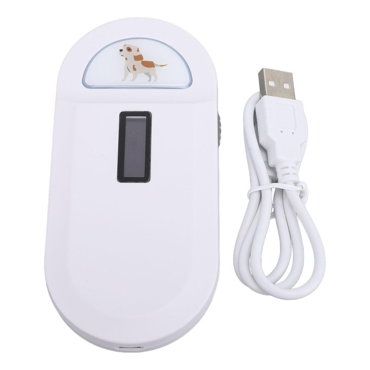 Haustier-Mikrochip-Lesegerät, USB, 128 Datenspeicher, FDX-Tierchip-ID-Tag-Scanner, Lesegerät für Hunde und Katzen, Weiß weiß