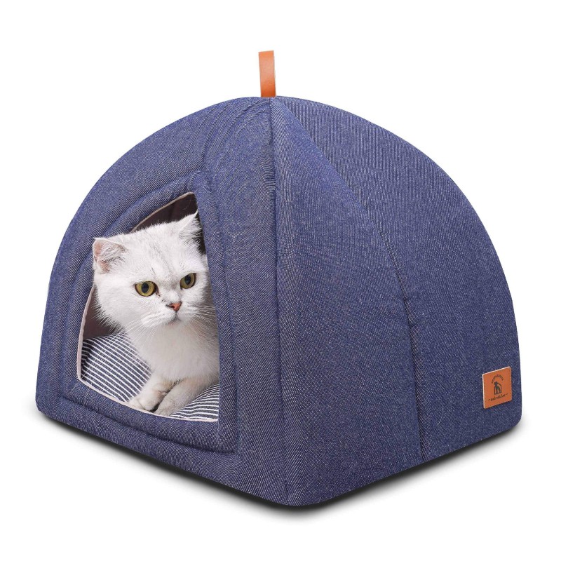 Katze Hund Haustier Thermo-Schwamm-Umrandung und flauschige 3D-Baumwolle Ganzjährig Bit Baumwoll-Denim-Futter Leicht zu entfe