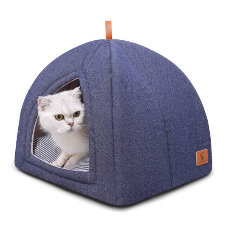 Katze Hund Haustier Thermo-Schwamm-Umrandung und flauschige 3D-Baumwolle Ganzjährig Bit Baumwoll-Denim-Futter Leicht zu entfe