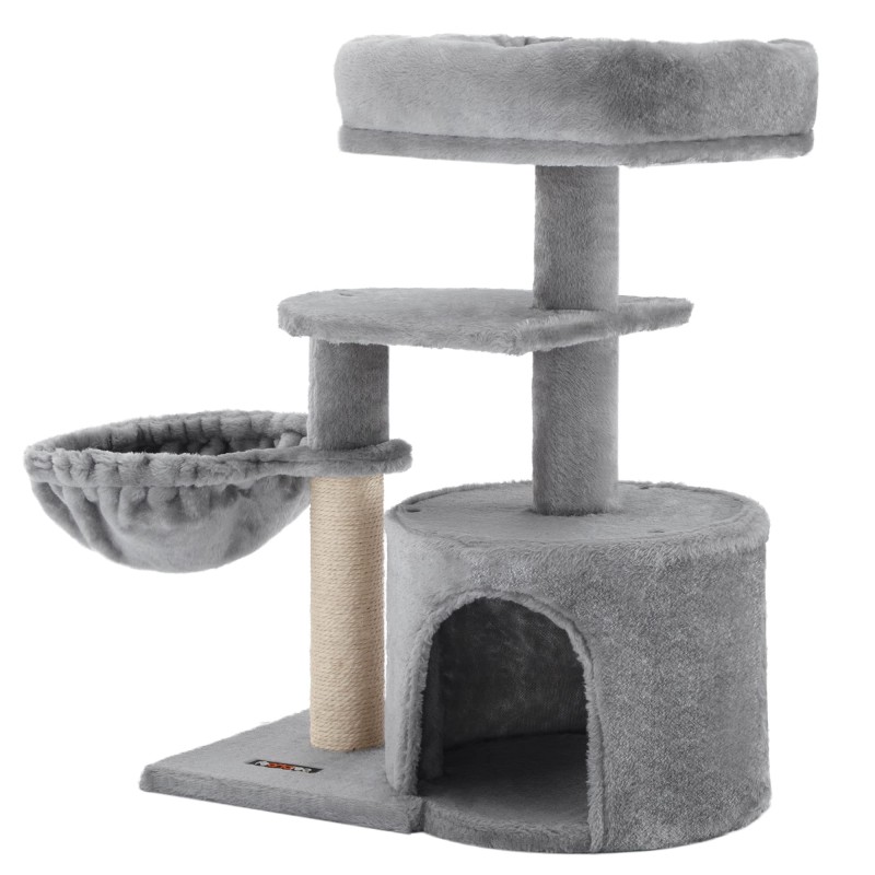 FEANDREA Katzenturm, empfohlen für Mini-Kätzchen und ältere Katzen, platzsparendes Kratzwerkzeug, Höhe 68 cm, PCT59W graue