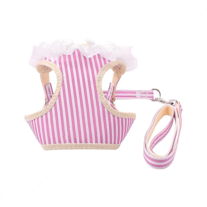 leconpet Haustiergeschirr, Leine, süßes Hunde- und Katzengeschirr, Haustierleinen-Set, Geschirr, Set, (L, Rosa) rosa