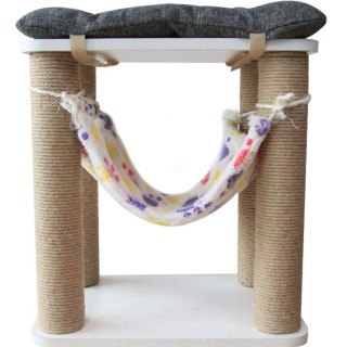 CHAMI Katzenkratznagel-Kratzkatze, Hanfseil, sitzend, Doppelbelastungs-Hängematte inklusive Stange, Polieren, Turm, Wickel, S