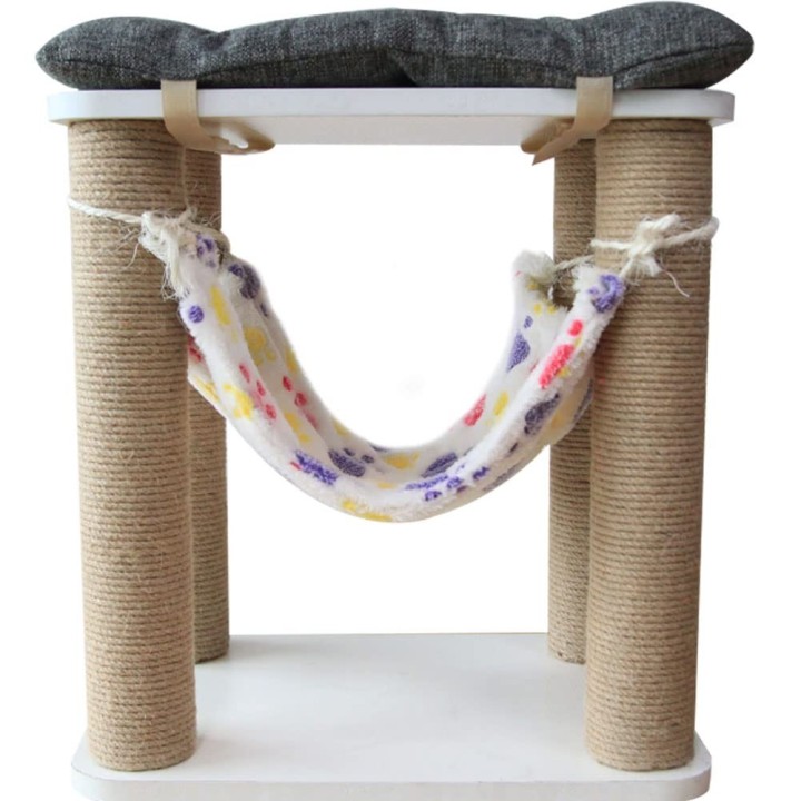 CHAMI Katzenkratznagel-Kratzkatze, Hanfseil, sitzend, Doppelbelastungs-Hängematte inklusive Stange, Polieren, Turm, Wickel, S