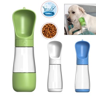 Tragbare 2-in-1-Wasserflasche für Hunde, für kleine, mittelgroße und große Hunde, Katzen, zum Wandern, auslaufsicher, langleb